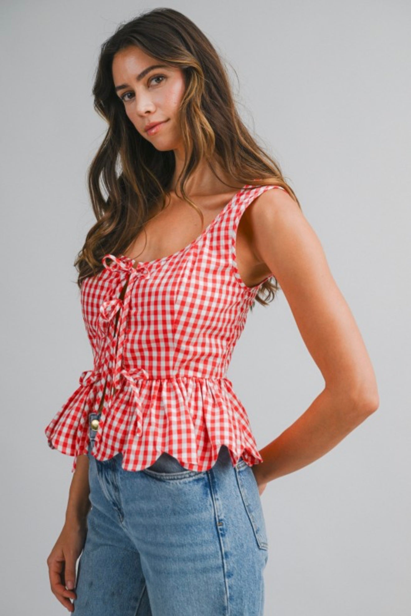 Red Gingham top