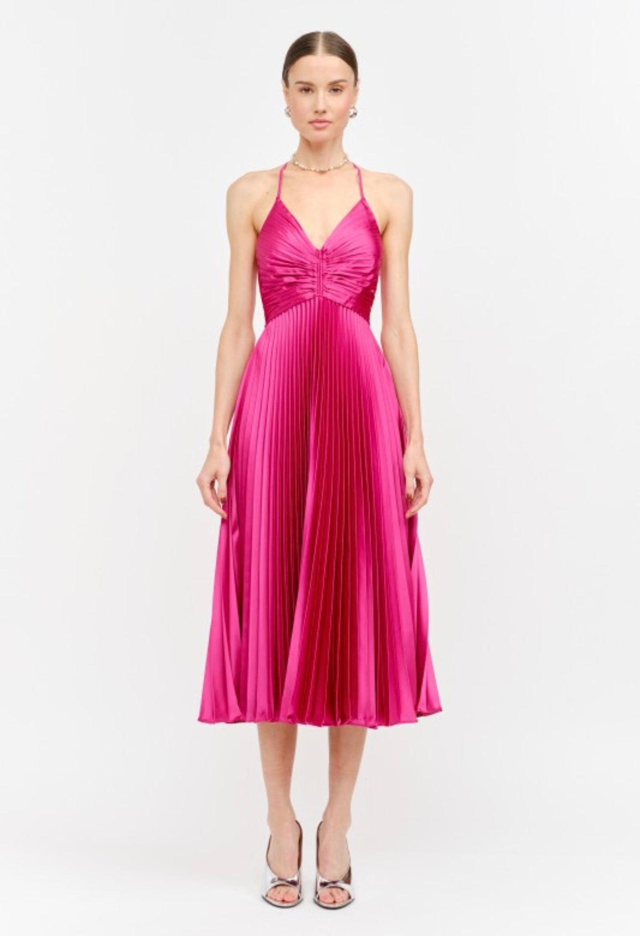 Fuchsia pleated dress