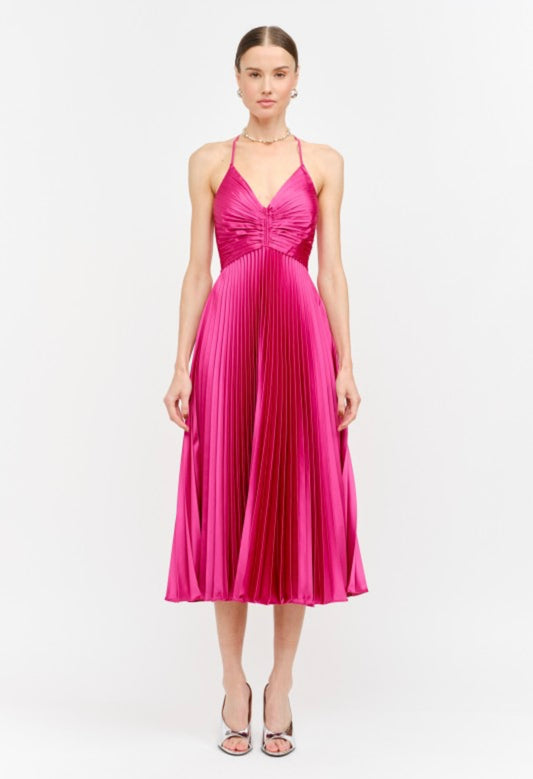Fuchsia pleated dress