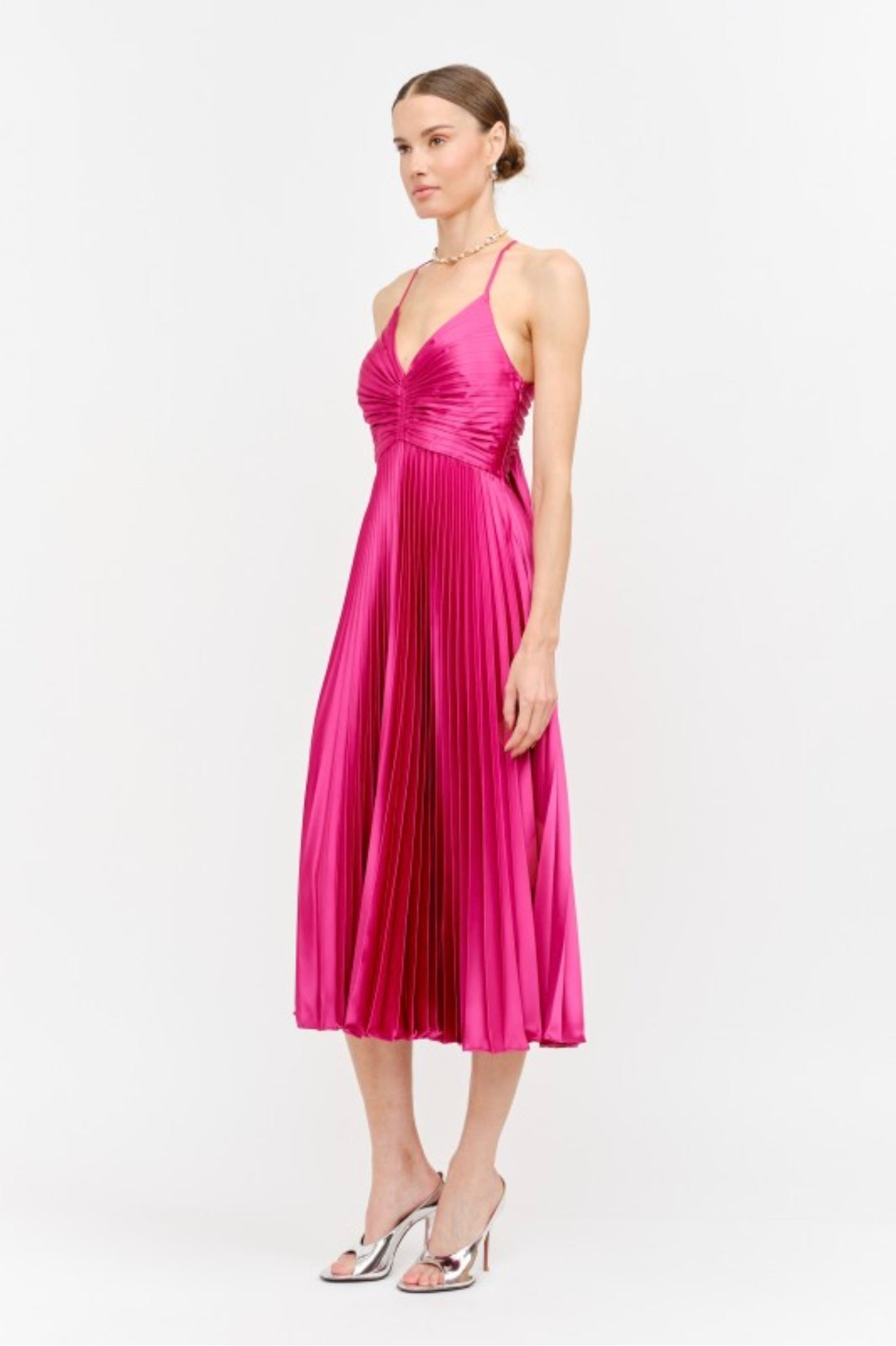 Fuchsia pleated dress