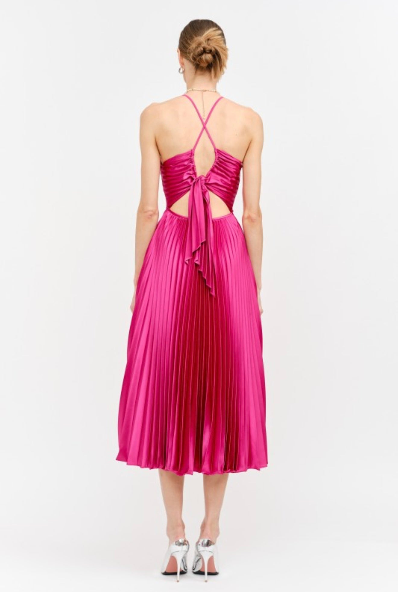Fuchsia pleated dress
