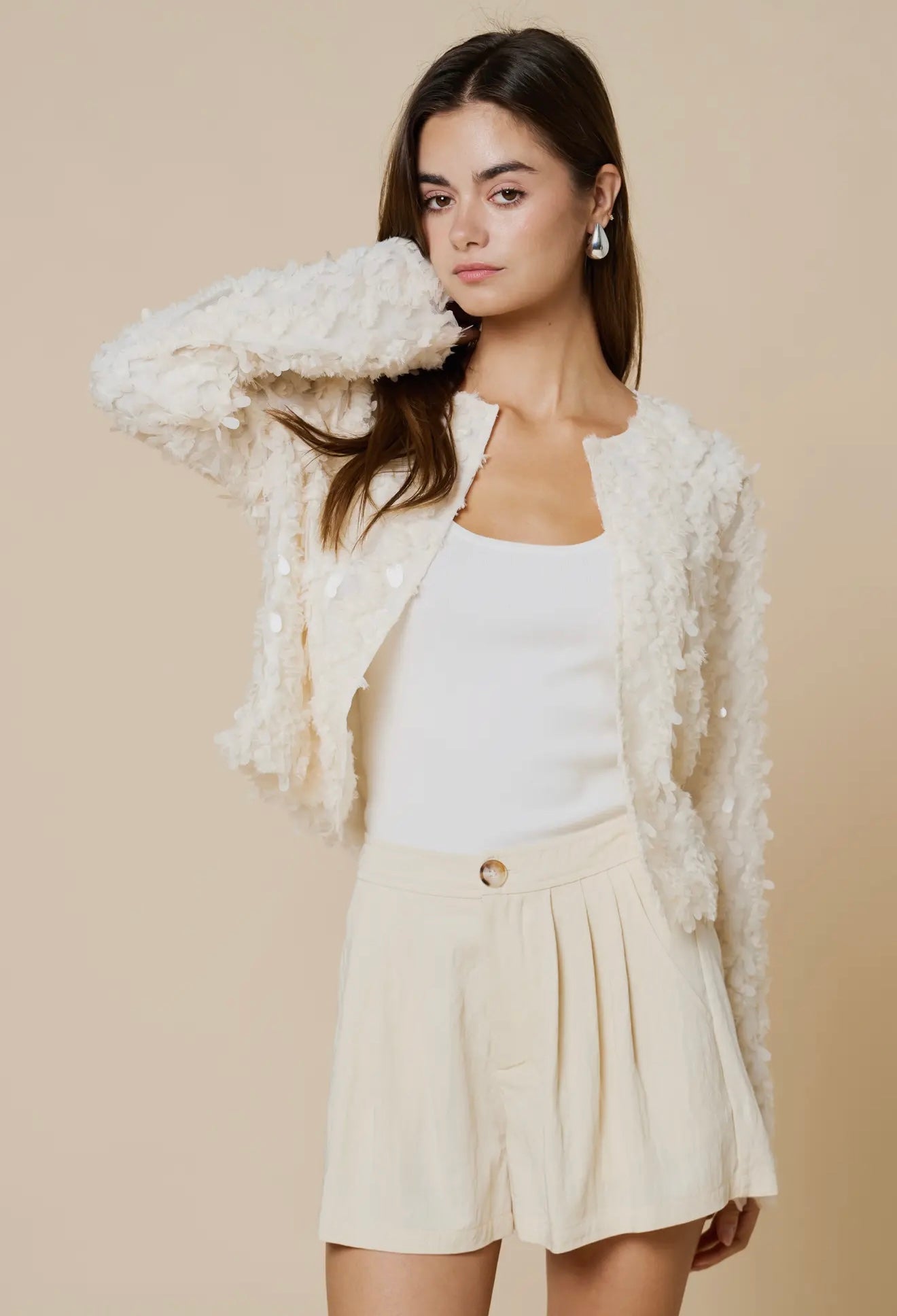 Cream sequin cardigan