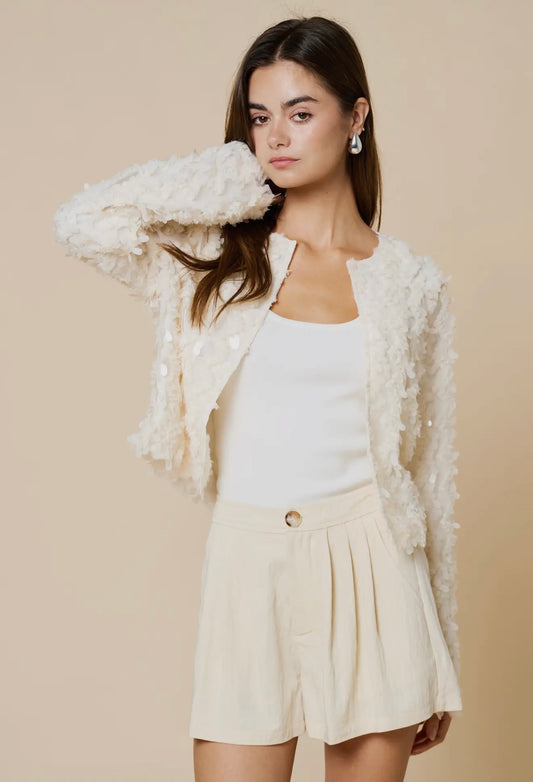 Cream sequin cardigan