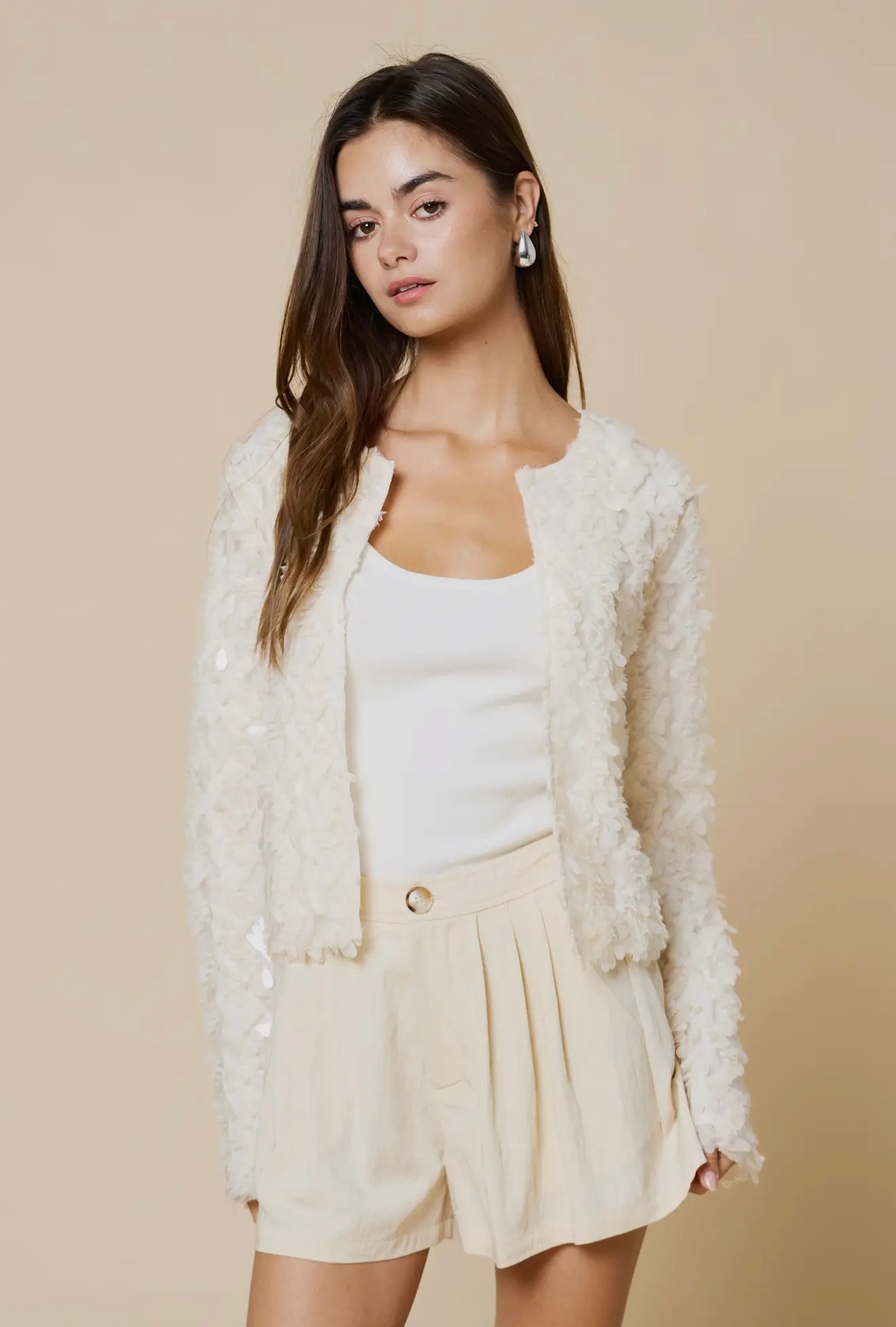 Cream sequin cardigan