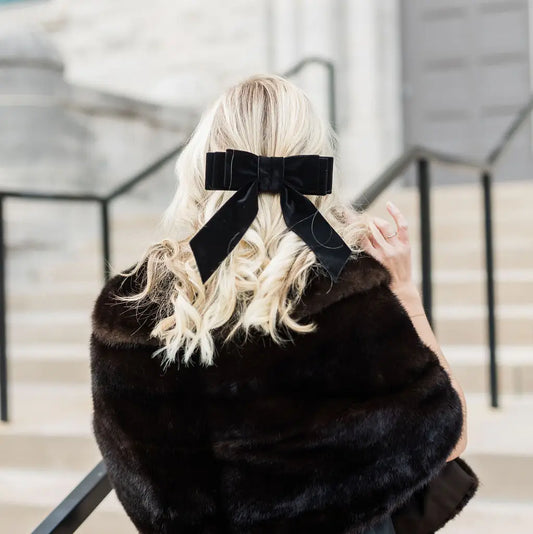 Grace black velvet bow